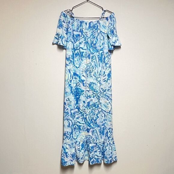 Lilly Pulitzer Clary Maxi Dress-Bennet Blue Salty Seas Girls XL 12-14 Host Pick - Picture 2 of 7